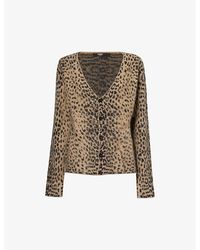 Jaded London - Leopard-print V-neck Knitted Cardigan - Lyst