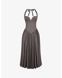 House Of Cb - Coquette Sweetheart-Neck Stretch-Cotton Midi Dress - Lyst