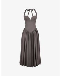 House Of Cb - Coquette Sweetheart-Neck Stretch-Cotton Midi Dress - Lyst