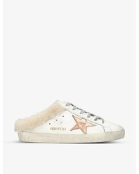 Golden Goose - Women's Super-star Sabot Leather And Shearling Trainers - Lyst