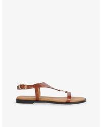 Dune - Laith T-Bar Leather Flat Sandals - Lyst