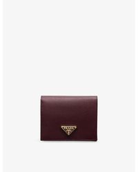 Prada - Logo-Plaque Small Saffiano Leather Wallet - Lyst