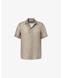 Corneliani - Floral-Print Short-Sleeve Linen Shirt - Lyst