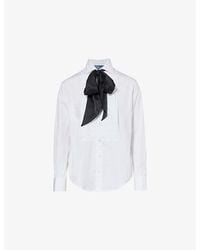 Polo Ralph Lauren - Myana Bow-Trim Cotton-Poplin Shirt - Lyst