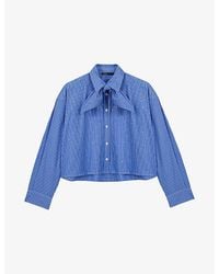 Maje - Striped Rhinestone-Embellished Cotton Shirt - Lyst
