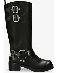 Steve Madden - Eastern 001 Buckle-embellished Faux-leather Knee-high Boots - Lyst