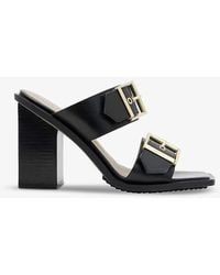 AllSaints - Camille Buckle-embellished Heeled Leather Mules - Lyst