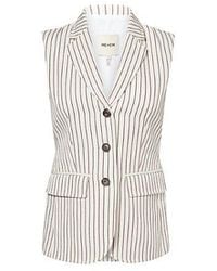 ME+EM - Striped Sleeveless Linen-Blend Blazer - Lyst