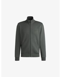 BOSS - Logo-Embroidered Zip-Up Cotton-Jersey Sweatshirt - Lyst