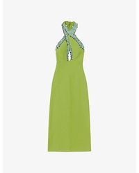 Ro&zo - Beaded Halter-Neck Cotton-Blend Midi Dress - Lyst