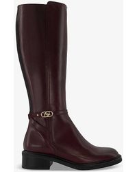 Dune - Tia City Logo-badge Leather Knee-high Boots - Lyst