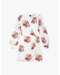 The Kooples - V-Neck Floral-Print Woven Mini Dress - Lyst