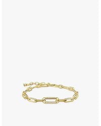 Thomas Sabo - 18Ct-Plated Sterling- And Zirconia Anchor-Chain Bracelet - Lyst