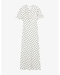 Claudie Pierlot - Polka-Dot Short-Sleeved Satin Maxi Dress - Lyst