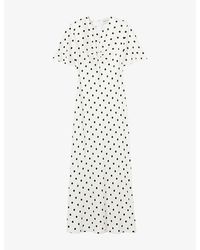 Claudie Pierlot - Polka-Dot Short-Sleeved Satin Maxi Dress - Lyst