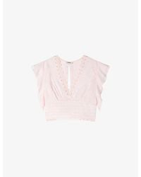 Sandro - Floral Tie-Back Woven Top - Lyst