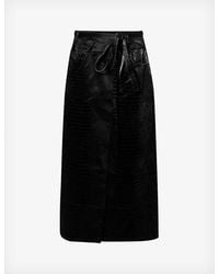 House Of Sunny - Low Rider Croc-embossed Faux-leather Midi Skirt - Lyst