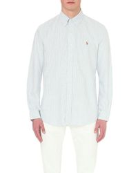 Polo Ralph Lauren - Bsr Blu/ Long-Sleeved Button-Down Custom-Fit Cotton Oxford Shirt - Lyst