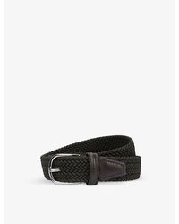 Anderson's - Woven Stretch-elastic And Leather Belt - Lyst