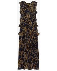 Ted Baker - Vy Rize Floral-print Ruffle Woven Midi Dress - Lyst