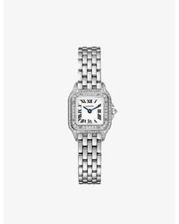 Cartier - Crwjpn0019 Panthere De Mini 18ct Rhodium-plated And Diamond Quartz Watch - Lyst