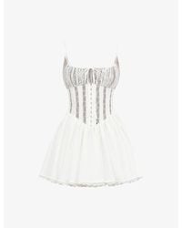 House Of Cb - Rosaria Corset Stretch-Cotton Mini Dress - Lyst