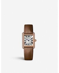 Cartier - Crwjta0034 Tank Louis 18ct Rose-gold, Diamond And Leather Mechanical Watch - Lyst