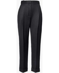 Alexander McQueen - Pleated Pressed-crease Tapered-leg Mid-rise Wool Trousers - Lyst