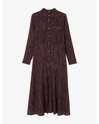 Whistles - Collared Zebra-Print Woven Shirt Dress - Lyst