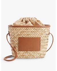 Claudie Pierlot - Adryans Logo-patch Leather And Straw Shoulder Bag - Lyst