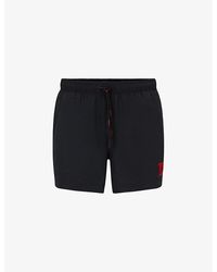 HUGO - Brand-patch Quick-drying Recycled-nylon Swim Shorts - Lyst