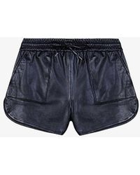 Maje - High-rise Elasticated-waist Leather Shorts - Lyst