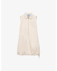 Prada - Triangle-Logo Sleeveless Cotton-Chino Mini Dress - Lyst