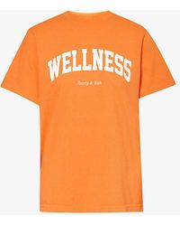 Sporty & Rich - Wellness Brand-print Cotton-jersey T-shirt X - Lyst