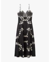 Claudie Pierlot - Floral-Embroidered V-Neck Woven Maxi Dress - Lyst