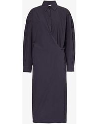 Lemaire - Twisted Wrap-over Cotton Midi Dress - Lyst