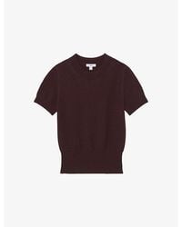 Reiss - Anita Short-Sleeve Cotton And Wool-Blend Top - Lyst