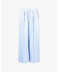 The Couture Club - Wide-Leg Elasticated-Waist Satin Trousers - Lyst