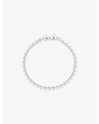 Astrid & Miyu - Bezel Heart Rhodium-Plated Brass And Cubic Zirconia Tennis Bracelet - Lyst