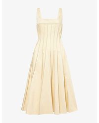 16Arlington - Amalia Pleated Cotton Midi Dress - Lyst
