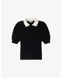 Sandro - Embellished-Collar Cable-Knitted Cotton-Blend Jumper - Lyst