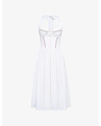 House Of Cb - Emilia Halter-Neck Cotton Midi Dress - Lyst