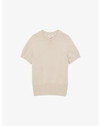 Reiss - Anita Short-Sleeve Cotton And Wool-Blend Top - Lyst