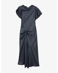 Reiss - Sasha Drape-Detail Satin Midi Dress - Lyst