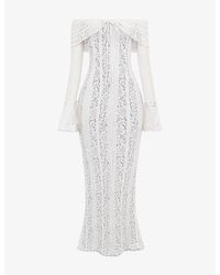 House Of Cb - Belle Off-The-Shoulder Stretch-Lace Maxi Dress - Lyst