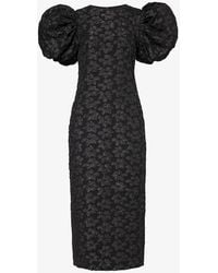 ROTATE BIRGER CHRISTENSEN - Puffed-sleeve Jacquard-texture Recycled Polyester-blend Midi Dress - Lyst