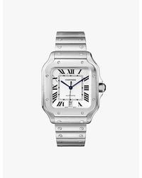 Cartier - Crwssa0018 Santos De Large Model Stainless And Leather Watch - Lyst