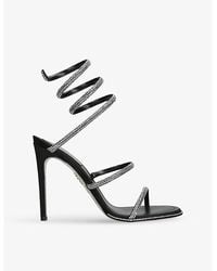 Rene Caovilla - Cleo 105 Crystal-Embellished Satin Heeled Sandals - Lyst