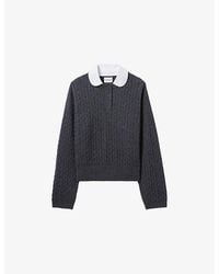 Claudie Pierlot - Peter Pan-Collar Cable-Knit Wool And Cashmere Jumper - Lyst