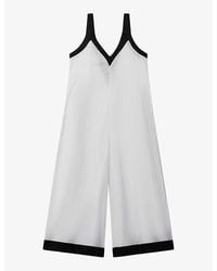 Reiss - White/vy Aida Wide-leg Colour-block Linen Jumpsuit - Lyst